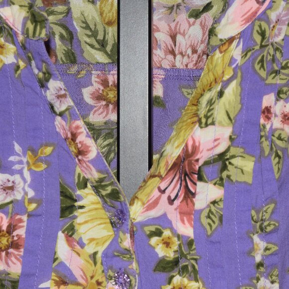 Denim 24/7 Floral, Button Front Blouse, Purple Background, size 32W - Picture 5 of 16